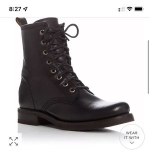 Frye lace up combat boots with zipper